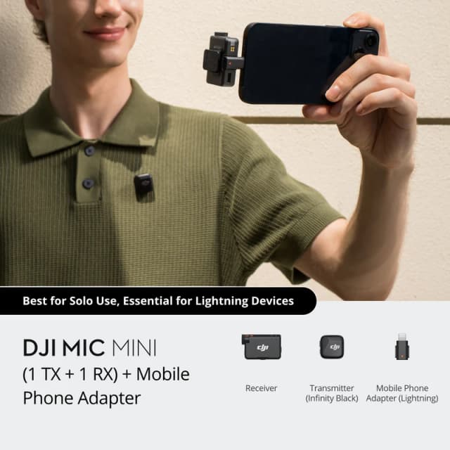 DJI Mic Mini (1 TX + 1 RX) + Lightning Adapter